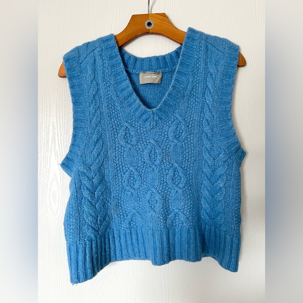 Everlane Blue Cable Knit Sweater Vest